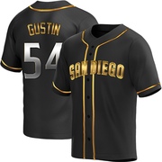 Replica Harry Gustin Men's San Diego Padres Alternate Jersey - Black Golden