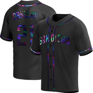 Replica Tirso Ornelas Men's San Diego Padres Alternate Jersey - Black Holographic