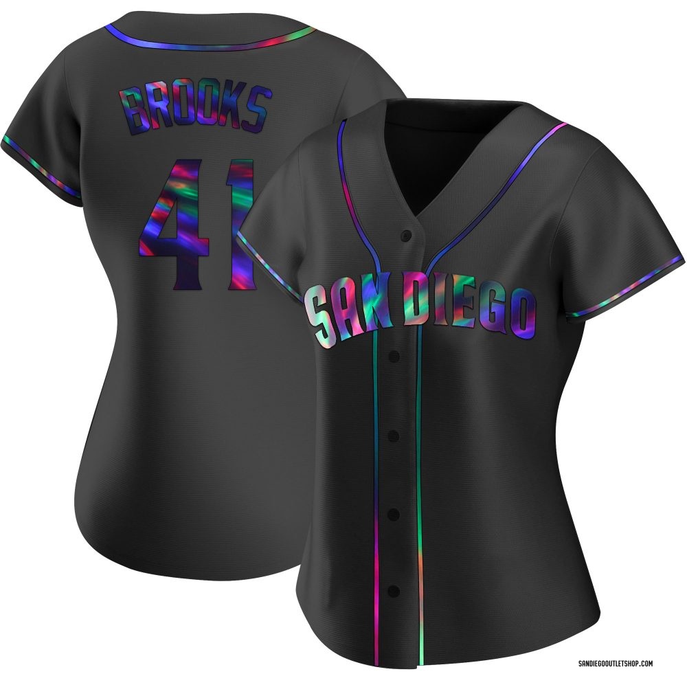 Replica Trenton Brooks Women's San Diego Padres Alternate Jersey - Black Holographic