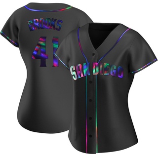 Replica Trenton Brooks Women's San Diego Padres Alternate Jersey - Black Holographic